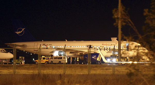 a syrian plane forced to land in Ankara