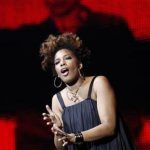 Macy Gray performs during multimedia performance directed by Robert Wilson titled "Solidarity. Freedom is the Name of Your Angel!" at Gdansk Shipyard August 31, 2010. REUTERS/Peter Andrews