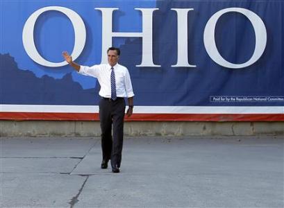 Republican presidential nominee Romney waves to the crowd at the conclusion of a campaign rally at Worthington Industries in Worthington Republican presidential nominee Mitt Romney waves to the crowd at the conclusion of a campaign rally at Worthington Industries in Worthington, Ohio October 25, 2012. REUTERS/Brian Snyder