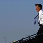 Republican presidential candidate and former Massachusetts Governor Mitt Romney gets off his campaign plane in Denver, Colorado October 1, 2012, ahead of his first debate with U.S. President Barack Obama. REUTERS/Brian Snyder