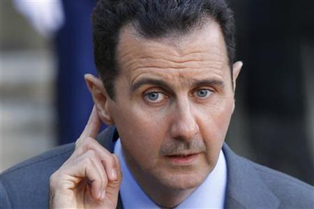 Syria's President Bashar al-Assad answers journalists after a meeting at the Elysee Palace in Paris Syria's President Bashar al-Assad answers journalists after a meeting at the Elysee Palace in Paris, December 9, 2010. REUTERS/Benoit Tessier