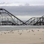 The extensive damage to an amusement park roller coaster in the aftermath of Hurricane Sandy is seen in Seaside Heights, New Jersey, November 13, 2012. REUTERS/Tom Mihalek