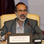 Activist preacher Moaz al-Khatib speaks the General Assembly of the Syrian National Council in Doha November 11, 2012. Moaz al-Khatib was elected as the first leader of a new Syrian opposition umbrella group that hopes to win international recognition and prepare for a post-Assad Syria, in a poll counted before reporters on Sunday. REUTERS/Mohammed Dabbous