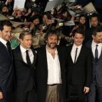 New Zealand director Peter Jackson (C) and cast members Richard Armitage (L), Martin Freeman (2nd L), Elijah Wood (2nd R) and Andy Serkis attend the Japan premiere of their movie 'The Hobbit - An Unexpected Journey' in Tokyo December 1, 2012. REUTERS/Issei Kato