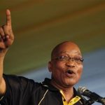 South Africa's President Jacob Zuma celebrates his re-election as Party President at the National Conference of the ruling African National Congress (ANC) in Bloemfontein December 18, 2012. REUTERS/Mike Hutchings