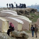 Palestinians erected tents in the contested piece of Israeli-occupied West Bank territory known as E1 on Friday.