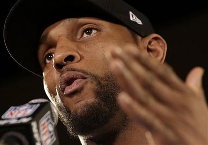 Baltimore Ravens linebacker Ray Lewis speaks during an NFL Super Bowl XLVII football news conference on Wednesday, Jan. 30, 2013, in New Orleans. Lewis denied a report linking him to a company that purports to make performance-enhancers. The Ravens face the San Francisco 49ers in the Super Bowl on Sunday. (AP Photo/Patrick Semansky)