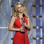 This image released by NBC shows Claire Danes with her award for best actress in a TV drama series for her role in "Homeland" during the 70th Annual Golden Globe Awards at the Beverly Hilton Hotel on Jan. 13, 2013, in Beverly Hills, Calif. (AP Photo/NBC, Paul Drinkwater)