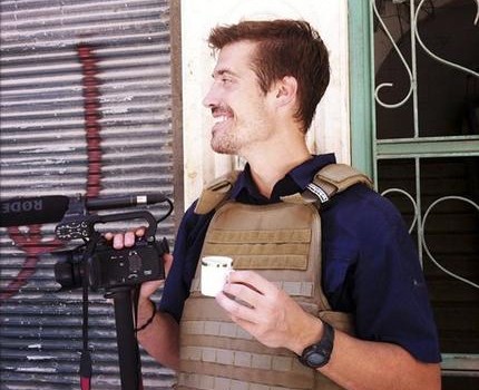 James Foley This photo posted on the website freejamesfoley.org shows journalist James Foley in Aleppo, Syria, in July, 2012. The family of an American journalist says he went missing in Syria more than one month ago while covering the civil war there. A statement released online Wednesday by the family of James Foley said he was kidnapped in northwest Syria by unknown gunmen on Thanksgiving day. (AP Photo/Nicole Tung, freejamesfoley.org) NO SALES