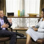 Cyclist Lance Armstrong is interviewed by Oprah Winfrey in Austin, Texas, in this January 14, 2012 handout photo courtesy of Harpo Studios. REUTERS/Harpo Studios, Inc/George Burns/Handout
