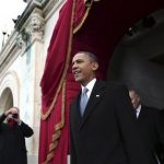 President Barack Obama arrives on the West Front of the Capitol in Washington, Monday, Jan. 21, 2013, for his ceremonial swearing-in ceremony during the 57th Presidential Inauguration. (AP Photo/Win McNamee, Pool)
