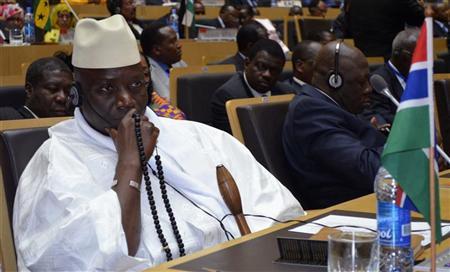 Gambia's President Yahya Jammeh attends the leaders meeting at the African Union (AU) in Addis Ababa July 15, 2012. REUTERS/Tiksa Negeri