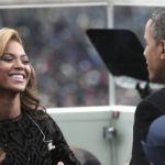 President Barack Obama greets singer Beyonce on the West Front of the Capitol in Washington, Monday, Jan. 21, 2013, after she sang the National Anthem during the president's ceremonial swearing-in ceremony during the 57th Presidential Inauguration. (AP Photo/Win McNamee, Pool)
