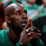 ATLANTA, GA - JANUARY 25: Kevin Garnett #5 of the Boston Celtics reacts on the bench in the final seconds of their 123-111 loss to the Atlanta Hawks in the second overtime at Philips Arena on January 25, 2013 in Atlanta, Georgia. NOTE TO USER: User expressly acknowledges and agrees that, by downloading and or using this photograph, User is consenting to the terms and conditions of the Getty Images License Agreement. (Photo by Kevin C. Cox/Getty Images)