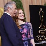 Academy of Motion Pictures Arts and Sciences president Hawk Koch and actress Jessica Chastain, nominated for best actress for her role in "Zero Dark Thirty" pose at the 85th Academy Awards nominees luncheon in Beverly Hills, California February 4, 2013. REUTERS/Mario Anzuoni