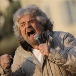 Five-Star Movement leader and comedian Beppe Grillo gestures during a rally in Turin in this February 16, 2013 file photo. ITALY-ELECTION/ REUTERS/Giorgio Perottino/Files