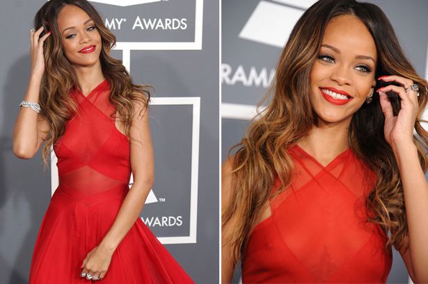 Rihanna’s nipple ring ensures she breaks Grammys ‘no rude bits’ dress code