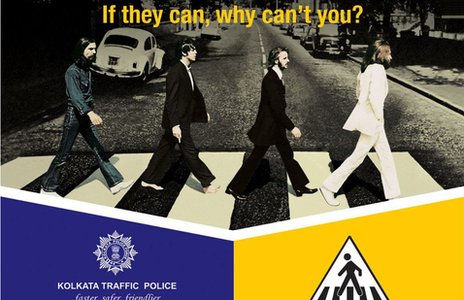 Beatles' Abbey Road cover in Calcutta traffic campaign