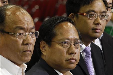 (L-R) Frederick Fung, Albert Ho and James To from the pro-democratic camp meet journalists after winning in the territory-wide poll of the Legislative Council election in Hong Kong September 10, 2012.REUTERS/Bobby Yip