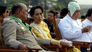 Aung San Suu Kyi attends Burma's Armed Forces Day