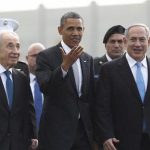 U.S. President Barack Obama (C) participates in a farewell ceremony with Israeli Prime Minister Benjamin Netanyahu (R) and President Shimon Peres (L) at Tel Aviv International Airport March 22, 2013. REUTERS/Jason Reed