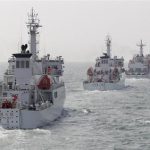 Taiwan Coast Guard patrol ships are seen during a drill held about 30 nautical miles northwest of the port of Kaohsiung, southern Taiwan, March 30, 2013. REUTERS/Pichi Chuang