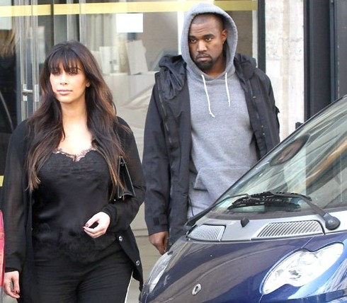 Kim Kardashian Baby Shopping With Kanye West In Oversized Pants