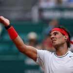 Rafael Nadal of Spain serves to Grigor Dimitrov of Bulgaria during the Monte Carlo Masters in Monaco April 19, 2013. REUTERS/Eric Gaillard