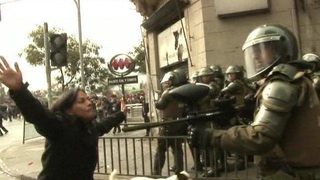 Chile student protests resume as 100,000 marc