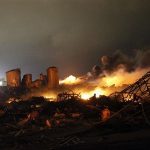 The remains of a fertilizer plant burn after an explosion at the plant in the town of West, near Waco, Texas early April 18, 2013. REUTERS/Mike Stone