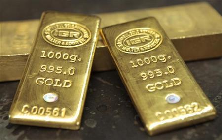 Gold bars are seen in this picture illustration taken at the Istanbul Gold Refinery in Istanbul March 12, 2013. REUTERS/Murad Sezer