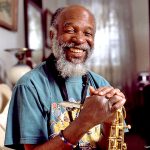 Jamaican saxophonist Cedric Im Brooks, portrait, at his sister's home in Queens, New York, 28th December 2004. (Photo by David Corio/Redferns)