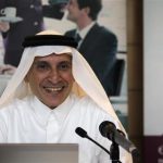 Chief Executive of Qatar Airways Akbar Al Baker laughs during the Arabian Travel Market at Dubai International Convention and Exhibition Centre in Dubai, May 6, 2013. REUTERS/Jumana El Heloueh