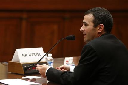 Acting IRS commissioner Danny Werfel testifies on Capitol Hill in Washington, Thursday, June 6, 2013, before the House Oversight and Government Reform Committee hearing regarding IRS conference spending. (AP Photo/Charles Dharapak)