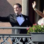 Christopher O'Neill, from the US, left, and Swedish Princess Madeleine, right, wave from the balcony of the Grand Hotel in Stockholm, Sweden, Friday June 7, 2013, prior to a dinner for the couple at the hotel, the day before their wedding. Three years ago she crossed the Atlantic with a broken heart. Now Sweden's "party princess" returns from New York to Stockholm to tie the knot with her new, British-American love. On Saturday, Princess Madeleine  the Duchess of Halsingland and Gastrikland  will wed New York banker Christopher O'Neill in the Swedish capital, bringing together European royals and top New York socialites for a grand celebration. (AP Photo/Scanpix Sweden/Bertil Enevag Ericson) SWEDEN OUT