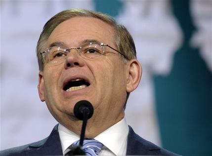 FILE - In this March 5, 2013 file photo, Senate Foreign Relations Committee Chairman Sen. Robert Menendez, D-N.J. speaks in Washington. Menendez, on Sunday June 13, 2013 said "there'll never be a road to the White House for the Republican Party" if immigration overhaul fails to pass. (AP Photo/Susan Walsh, File)