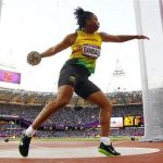 Jamaica's Allison Randall competes during her women's discus throw Group A qualification at the London 2012 Olympic Games at the Olympic Stadium August 3, 2012. REUTERS/Kai Pfaffenbach