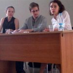 In this image provided by Human Rights Watch, NSA leaker Edward Snowden, center, attends a news conference at Moscow's Sheremetyevo Airport with Sarah Harrison of WikiLeaks, left, Friday, July 12, 2013. Snowden wants to seek asylum in Russia, according to a Parliament member who was among about a dozen activists and officials to meet with him Friday in the Moscow airport where he's been marooned for weeks. Duma member Vyacheslav Nikonov told reporters of Snowden's intentions after the meeting behind closed doors in the transit zone of Moscow's Sheremetyevo airport. (AP Photo/Human Rights Watch, Tanya Lokshina)