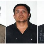 In this combo of three photos released on Tuesday, July 16, 2013 by the Mexican Navy, are Zetas drug cartel leader Miguel Angel Trevino Morales, center, Ernesto Reyes Garcia, left, and Abdon Federico Rodriguez Garcia, right, after their arrests in Mexico. Trevino Morales, 40, was captured before dawn Monday by Mexican marines who intercepted a pickup truck with $2 million in cash in the countryside outside the border city of Nuevo Laredo, which has long served as the Zetas' base of operations. The truck was halted by a marine helicopter, and Trevino Morales was taken into custody along with a bodyguard and an accountant and eight guns, government spokesman Eduardo Sanchez told reporters. (AP Photo/Mexican Navy)