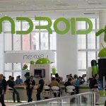 Attendees gather at the Android developer sandbox during the Google I/O Conference in San Francisco