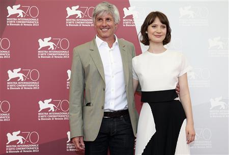 Director Curran and actress Wasikowska pose during photocall during the 70th Venice Film Festival in Venice