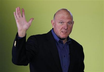 Microsoft CEO Steve Ballmer arrives for the launch of Windows 8 operating system in New York in this file photo