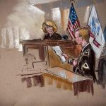Bradley Manning is pictured in a courtroom sketch testifying during the sentencing phase of his military trial at Fort Meade, Maryland
