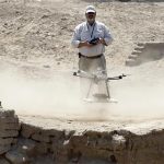 Castillo, a Peruvian archaeologist with Lima's Catholic University and an incoming deputy culture minister, flies a drone to take pictures of the archaeological site of San Jose de Moro in Trujillo