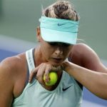 Sharapova of Russia reacts to her play against Stephens of the U.S. at the women's Cincinnati Open tennis tournament