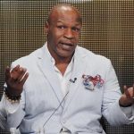 Mike Tyson, star of HBO Films "Mike Tyson: Undisputed Truth", takes part in a panel discussion in Beverly Hills