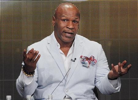 Mike Tyson, star of HBO Films "Mike Tyson: Undisputed Truth", takes part in a panel discussion in Beverly Hills