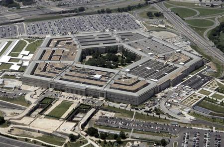 An aerial view of the Pentagon building in Washington, June 15, 2005. [U.S. Defense Secretary Donald..