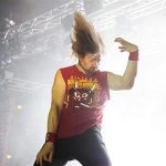 Eric "Mean Melin" Melin of the U.S. performs during the 2013 Air Guitar World Championships in Oulu