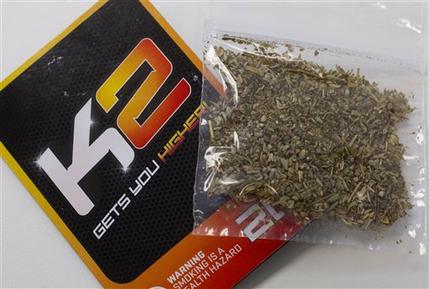 This May 21, 2012 photo shows a packet of K2, synthetic cannabis product. New Zealand in July 2013 passed a new law to regulate the rapidly expanding market for synthetic drugs. If the drugs pass rigorous clinical trials, they can be sold to anyone over the age of 18 but not in supermarkets, convenience stores or gas stations. (AP Photo/Brett Phibbs, NZ Herald) NEW ZEALAND OUT, AUSTRALIA OUT